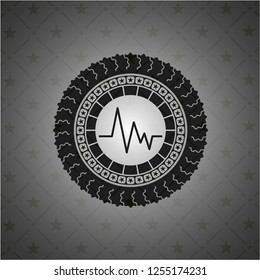 electrocardiogram icon inside retro style black emblem