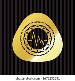 electrocardiogram icon inside shiny emblem