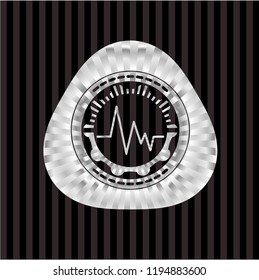 electrocardiogram icon inside silver badge or emblem