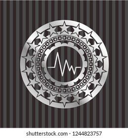 electrocardiogram icon inside silver badge