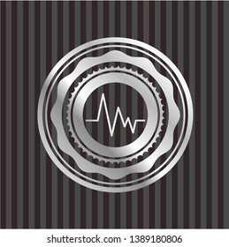 electrocardiogram icon inside silver shiny badge