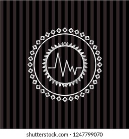 electrocardiogram icon inside silvery badge