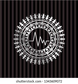 electrocardiogram icon inside silvery badge