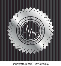 icono del electrocardiograma dentro de una insignia silenciosamente brillante