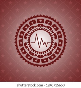electrocardiogram icon inside vintage red emblem
