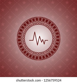 electrocardiogram icon inside vintage red emblem