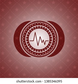 electrocardiogram icon inside vintage red emblem