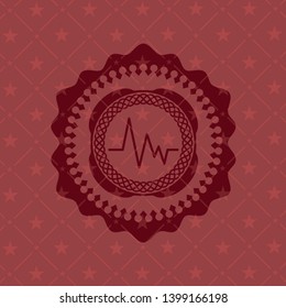 electrocardiogram icon inside vintage red emblem