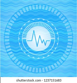 electrocardiogram icon inside water concept emblem background.