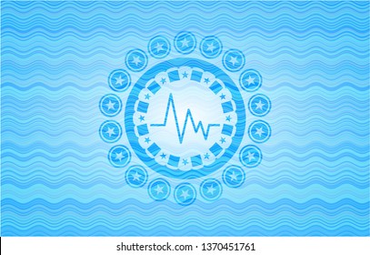 electrocardiogram icon inside water concept style emblem.
