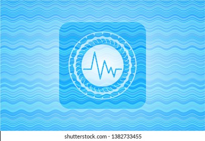 electrocardiogram icon inside water concept style emblem.