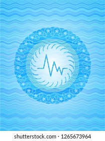 electrocardiogram icon inside water emblem.