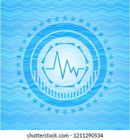 electrocardiogram icon inside water representation style emblem.