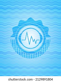 electrocardiogram icon inside water wave emblem background. 