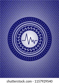 electrocardiogram icon with jean texture