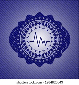 electrocardiogram icon with jean texture