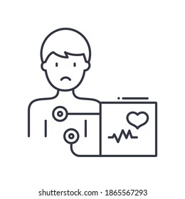 Electrocardiogram icon, linear isolated illustration, thin line vector, web design sign, outline concept symbol with editable stroke on white background.