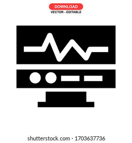 electrocardiogram icon or logo isolated sign symbol vector illustration - high quality black style vector icons
