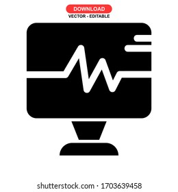 electrocardiogram icon or logo isolated sign symbol vector illustration - high quality black style vector icons
