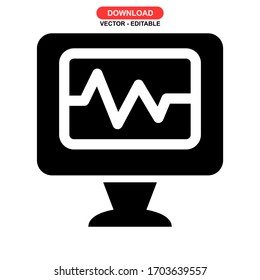 electrocardiogram icon or logo isolated sign symbol vector illustration - high quality black style vector icons
