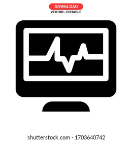 electrocardiogram icon or logo isolated sign symbol vector illustration - high quality black style vector icons
