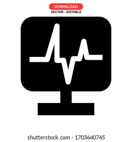 electrocardiogram icon or logo isolated sign symbol vector illustration - high quality black style vector icons
