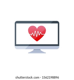 Electrocardiogram icon. Medical monitor. Heartbeat monitoring. Cardiology, healthcare icon