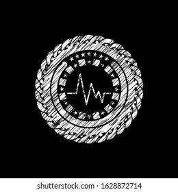 electrocardiogram icon on chalkboard, vector illustration, pretty design