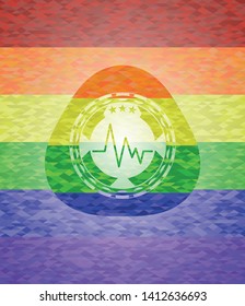 electrocardiogram icon on mosaic background with the colors of the LGBT flag