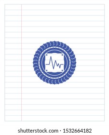 electrocardiogram icon pen draw. Blue ink. Vector Illustration. Detailed.