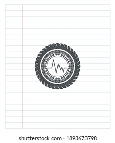 electrocardiogram icon with pencil strokes. Vector Illustration. Detailed. 