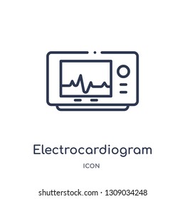 electrocardiogram icon from science outline collection. Thin line electrocardiogram icon isolated on white background.