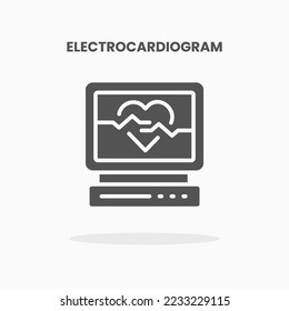 Electrocardiogram icon vector illustration glyph style. Great used for web, app, digital product, presentation, UI and many more.
