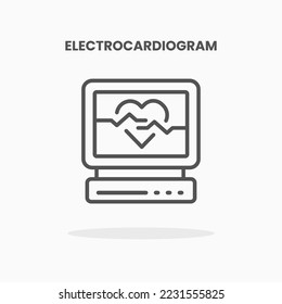 Estilo de línea de ilustración vectorial de icono electrocardiograma. Gran diseño para web, aplicación y más. Estroque editable y píxel perfecto.