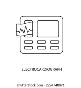 Electrocardiogram line icon in vector, illustration of medical equipment for examination of the heart.