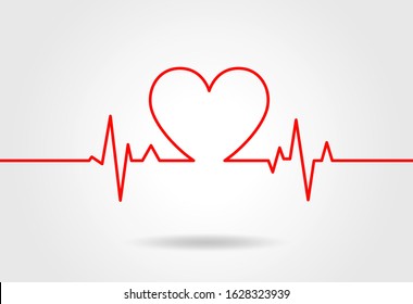 electro-cardiogram Line rhythm and Heart shape illustration material