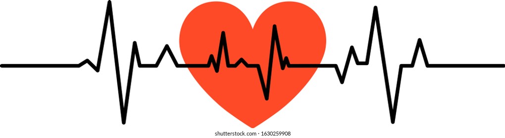 electro-cardiogram Line rhythm and Heart shape illustration material