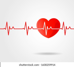 electro-cardiogram Line rhythm and Heart shape illustration material
