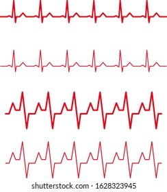 electro-cardiogram Line rhythm illustration material set