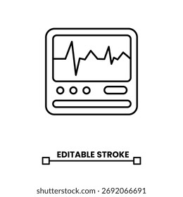  electrocardiogram machine editable stroke line icon vector illustration
