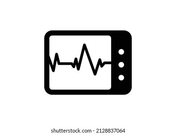 Electrocardiogram monitor. Simple illustration in black and white.
