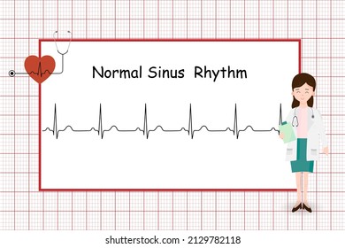 Electrocardiogram normal heart beat line (Sinus rhythm) with cardiologist doctor.ECG. EKG.Vital sign. Medical healthcare symbol.