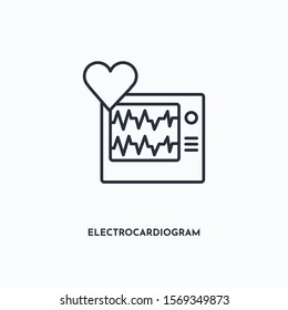 Electrocardiogram outline icon. Simple linear element illustration. Isolated line Electrocardiogram icon on white background. Thin stroke sign can be used for web, mobile and UI.