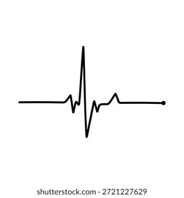 Lectura de electrocardiograma con un solo pulso fuerte sobre un fondo blanco