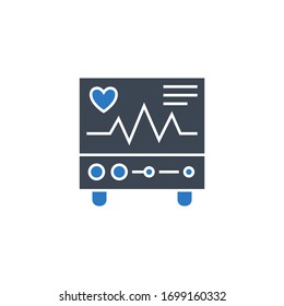 Electrocardiogram related vector glyph icon. Isolated on white background. Vector illustration.