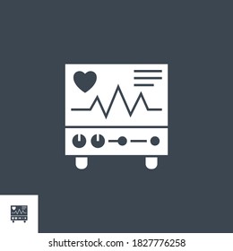 Electrocardiogram related vector glyph icon. Isolated on black background. Vector illustration.