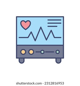 Electrocardiogram related vector line icon. Isolated on white background. Vector illustration. Editable stroke