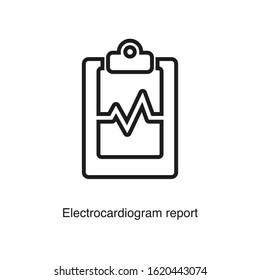 Electrocardiogram report icon vector on white background. Black icon illustration