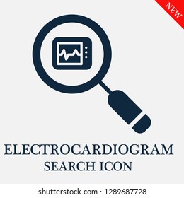 Electrocardiogram search icon. Editable Electrocardiogram search icon for web or mobile.