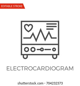 Electrocardiogram Thin Line Vector Icon. Flat Icon Isolated on the White Background. Editable Stroke EPS file. Vector illustration.